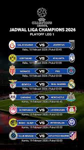 Jadwal Playoff Knockout Liga Champions 2026 Leg Pertama